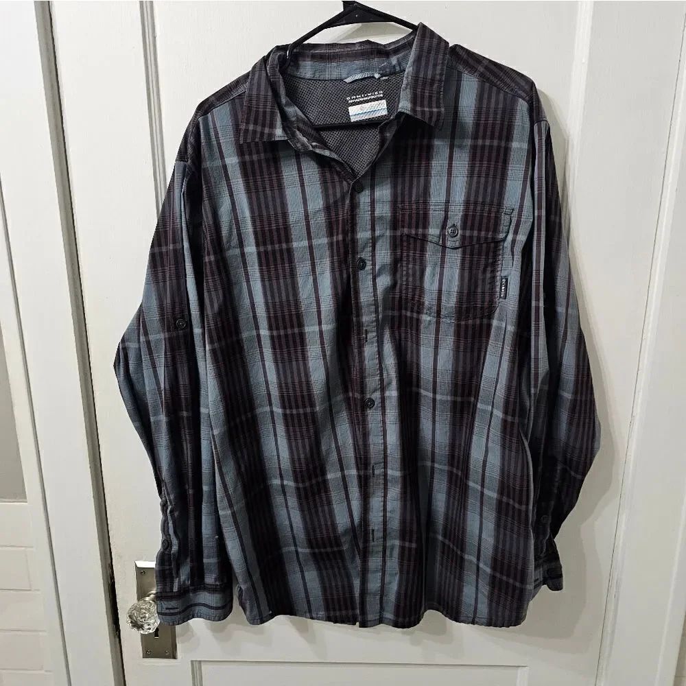 Columbia omni wick, plaid, button down shirt sz large, excellent condition